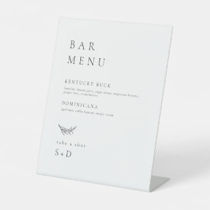 Minimalistisches Elegantes Bar Menu Hochzeitszeich Sockelschild