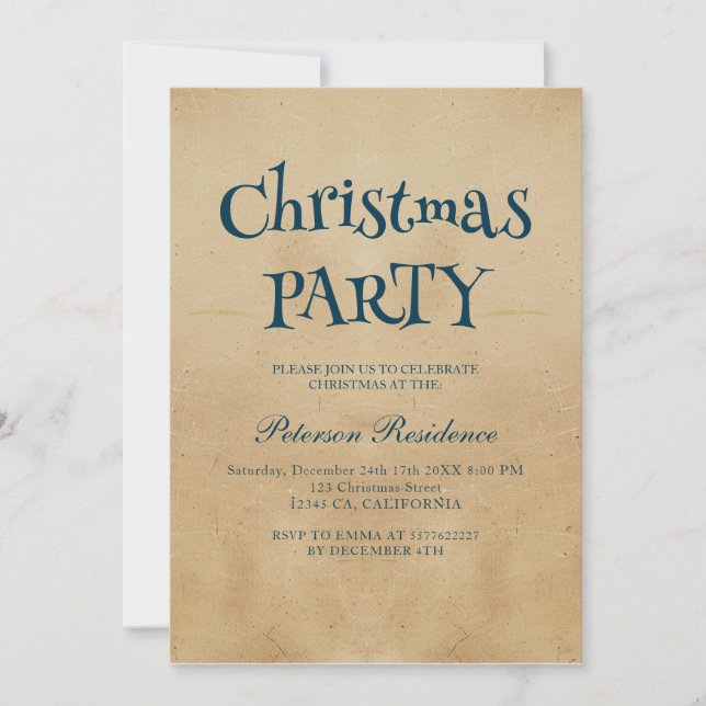 Minimalistisches elegantes Beige Weihnachts-Party Einladung (Vorderseite)