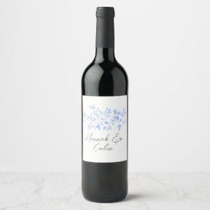 Minimalistisches Elegantes Blaues Bemaltes Porzell Weinetikett