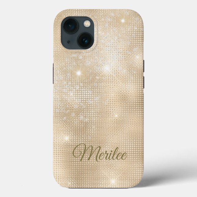 Minimalistisches Elegantes Champagne Sparkle Case-Mate iPhone Hülle (Rückseite)