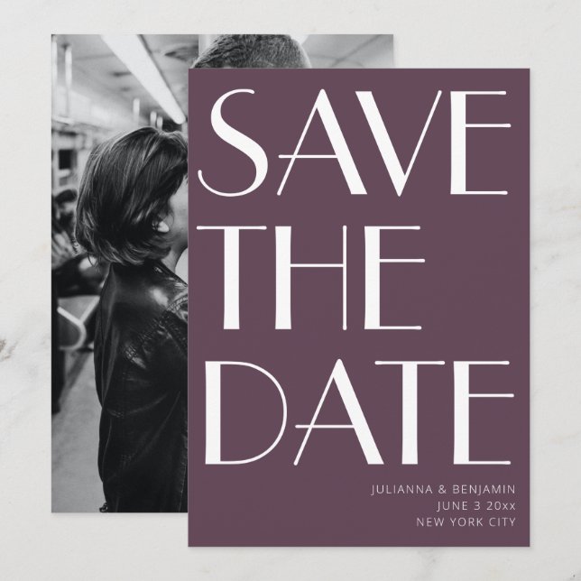 Minimalistisches Elegantes Design Foto Save The Date (Vorne/Hinten)