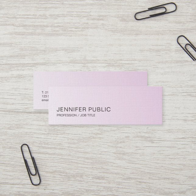 Minimalistisches elegantes Design Trendy Pink Lila Mini Visitenkarte (Vorderseite/Rückseite Beispiel)