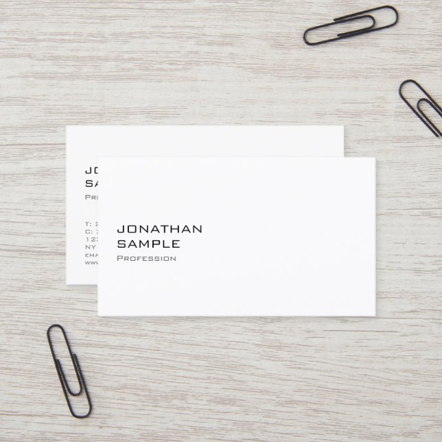 Minimalistisches elegantes Design Trendy White Sch Visitenkarte (Vorderseite/Rückseite Beispiel)