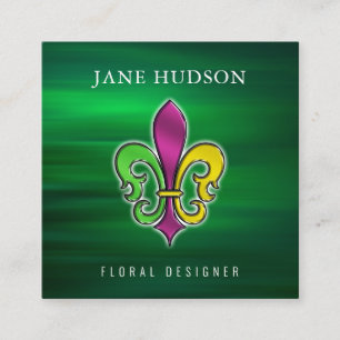Minimalistisches elegantes Fleur-de-Lis-Design Quadratische Visitenkarte