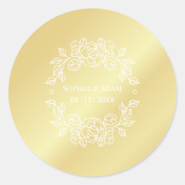 Minimalistisches Elegantes Flora Golden Runder Aufkleber