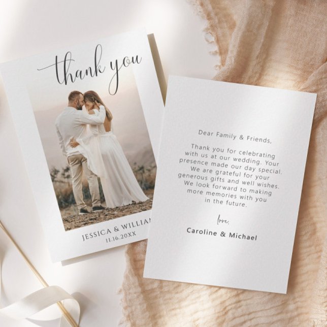 Minimalistisches elegantes Foto Hochzeit Dankeschö Dankeskarte (Von Creator hochgeladen)