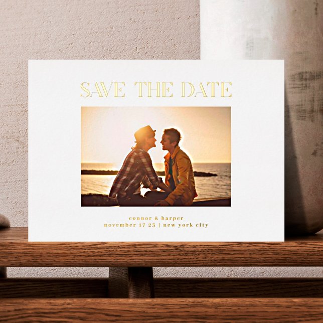 Minimalistisches elegantes Foto Save the Date REAL Folieneinladung (Von Creator hochgeladen)