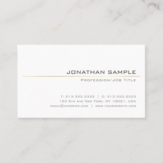 Minimalistisches elegantes Gold Stripe Design Tren Visitenkarte (Vorderseite)