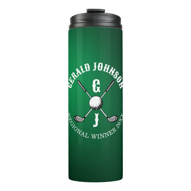 Minimalistisches elegantes Golf Monogram Design Thermosbecher (Vorderseite)