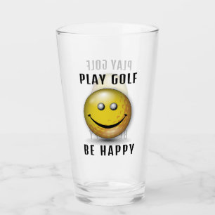Minimalistisches Elegantes Happy Golfer Design Glas