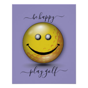 Minimalistisches Elegantes Happy Golfer Design Poster