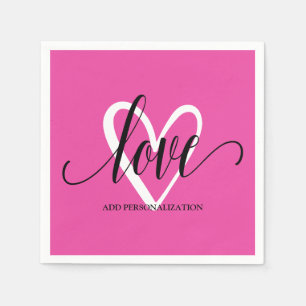 Minimalistisches elegantes Herz auf Hot Pink Serviette