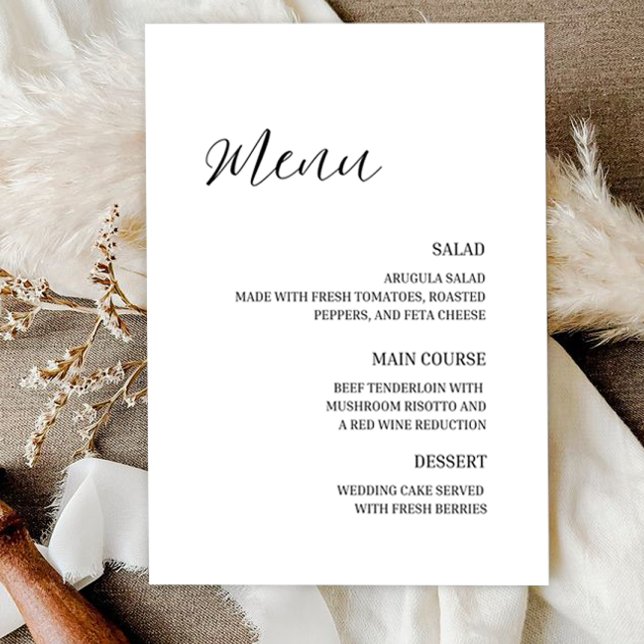 Minimalistisches elegantes Hochzeitsmenü RSVP Karte (Von Creator hochgeladen)
