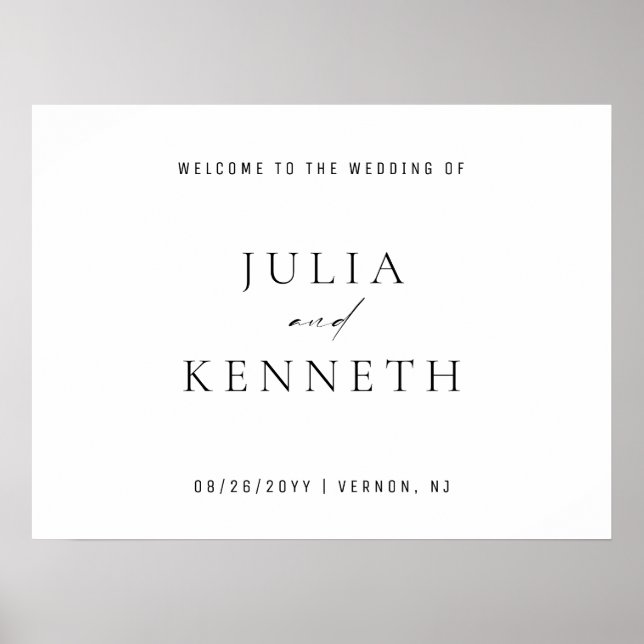 Minimalistisches Elegantes Hochzeitsszenario Poster (Vorne)