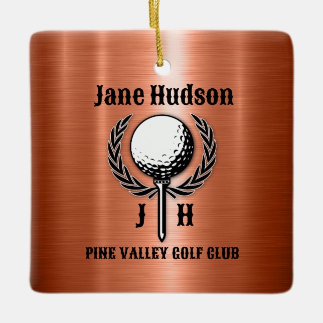 Minimalistisches, elegantes Kupfergolfdesign Keramikornament (Vorderseite)