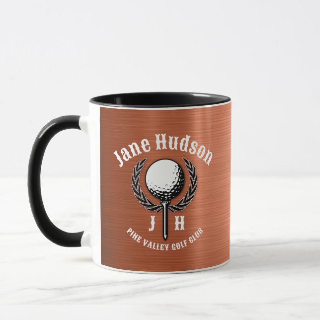Minimalistisches, elegantes Kupfergolfdesign Tasse (Links)