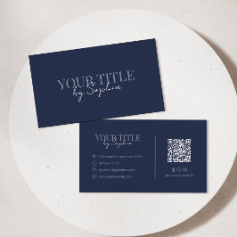 Minimalistisches Elegantes Modernes Marineblau QR- Visitenkarte