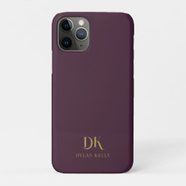 Minimalistisches, elegantes Monogram Dark Red Gold Case-Mate iPhone Hülle