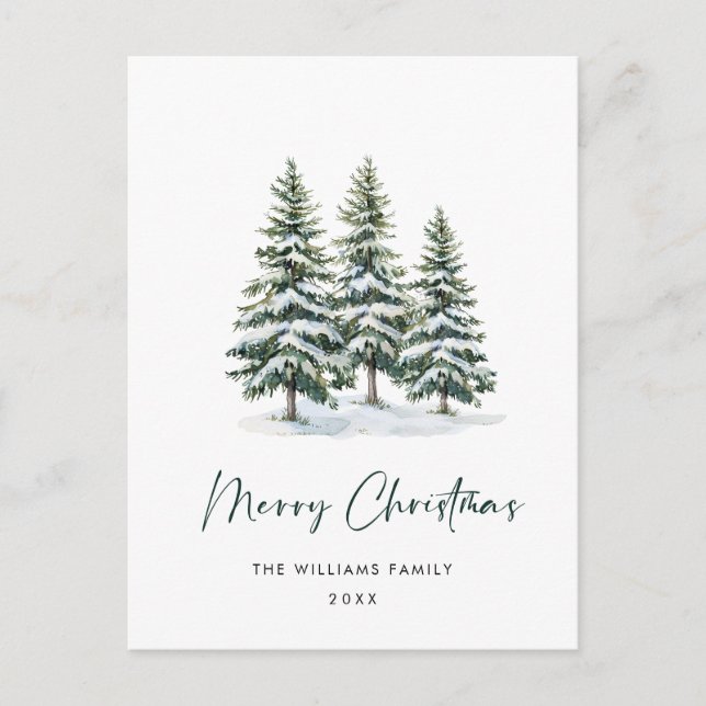 Minimalistisches Elegantes Pine Tree Weihnachten G Postkarte (Vorderseite)