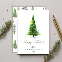 Minimalistisches Elegantes Pine Tree Weihnachtsgrü Feiertagskarte