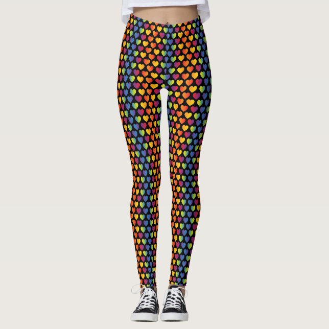 Minimalistisches elegantes Rainbow-Herz-Design Leggings (Vorderseite)