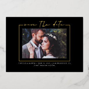 Minimalistisches elegantes Real-Gold-Save the Date Folieneinladung