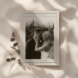 Minimalistisches elegantes Schwarz-Weiß-Foto Hochz Save The Date