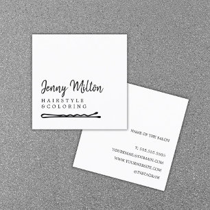 Minimalistisches elegantes Schwarz-weißes Bobby Bu Quadratische Visitenkarte