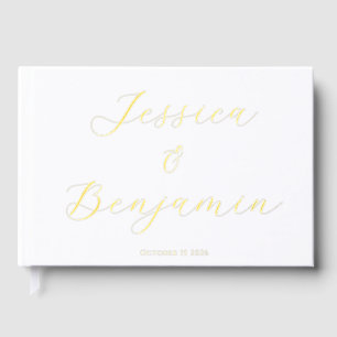 Minimalistisches, elegantes Script Gold Foil Custo Gästebuch