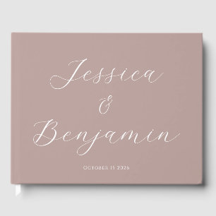 Minimalistisches, elegantes Skript Dusty Mauve ben Gästebuch