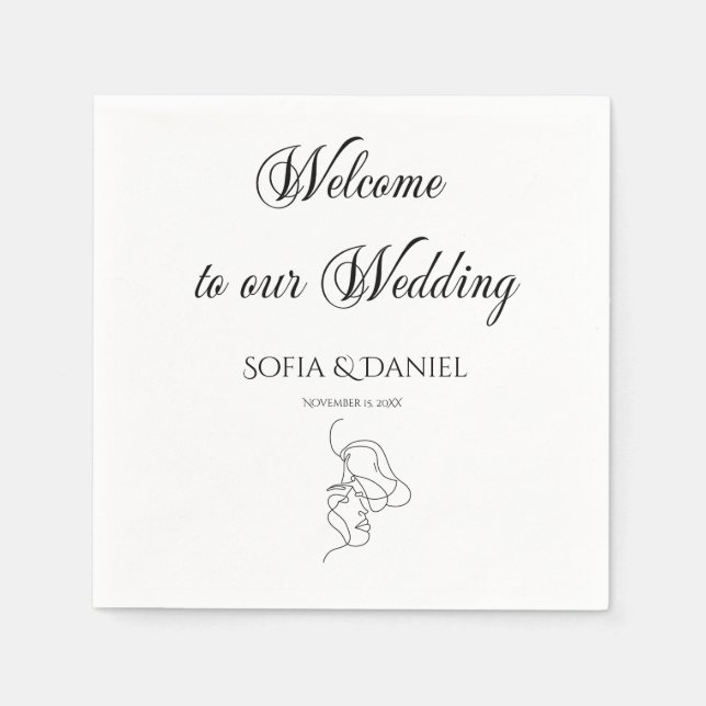 Minimalistisches Elegantes Willkommen bei unserer  Serviette (Vorderseite)
