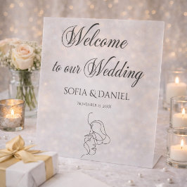 Minimalistisches Elegantes Willkommen bei unserer Sockelschild