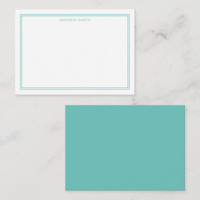 Minimalistisches Elegantes Zwei-Grenz-Moonstone Bl Mitteilungskarte (Vorne/Hinten)