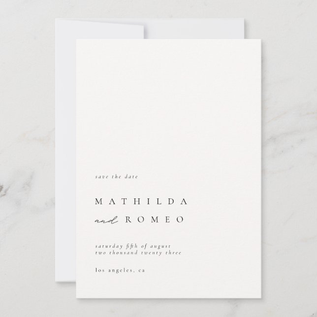 Minimalistisches Elfenbein-Foto Hochzeit Sichern S Einladung (Vorderseite)