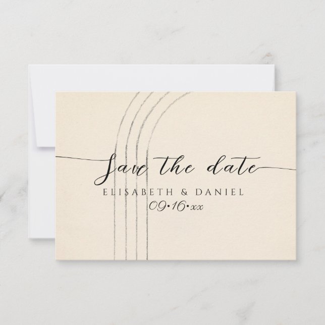 Minimalistisches Elfenbein Save The Date (Vorderseite)