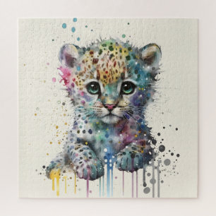 Minimalistisches Elfenbein-Wasserfarben-Leopardenm