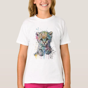 Minimalistisches Elfenbein-Wasserfarben-Leopardenm T-Shirt