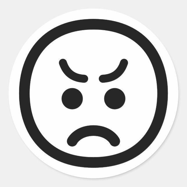 Minimalistisches Emoji-Emoji mit angrauem Gesicht Runder Aufkleber (Vorderseite)