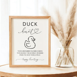 Minimalistisches Entenjagd-Baby-Shower-Spiel-Schil Poster