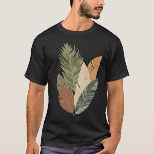 Minimalistisches Erdtöniges Botanisches Blätter T- T-Shirt