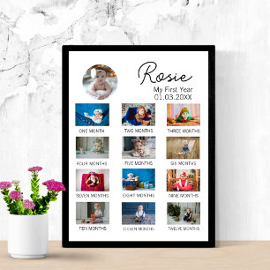 Minimalistisches Erstes Jahr Alte Babys 1. Geburts Poster