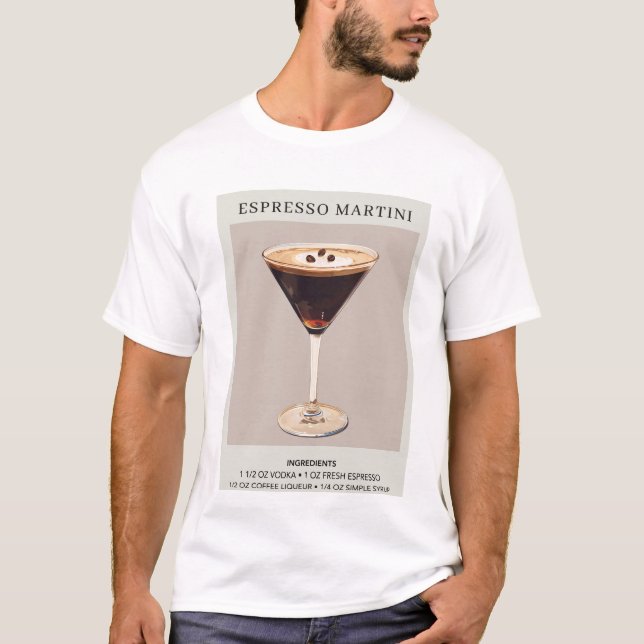 Minimalistisches Espresso Martini Dekoration Cockt T-Shirt (Vorderseite)
