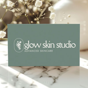 Minimalistisches Esthetiker-Logo Skincare Sage Gre Visitenkarte