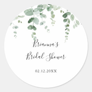 Minimalistisches Eukalyptus-Brautabschied-Geschenk Runder Aufkleber