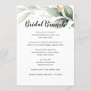 Minimalistisches Eukalyptus Floral Bridal Brunch M Menükarte