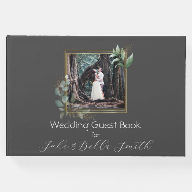 Minimalistisches Eukalyptus Personalisiert Wedding Gästebuch (Vorderseite)