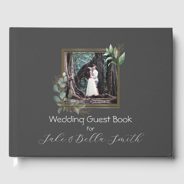 Minimalistisches Eukalyptus Personalisiert Wedding Gästebuch (Vorderseite)