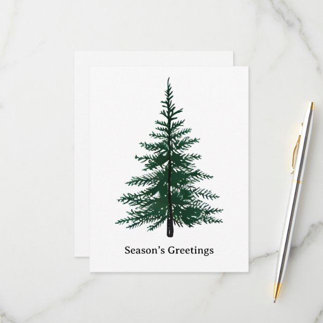 Minimalistisches Evergreen Tree Design Einfaches H RSVP Karte (Vorderseite/Rückseite Beispiel)