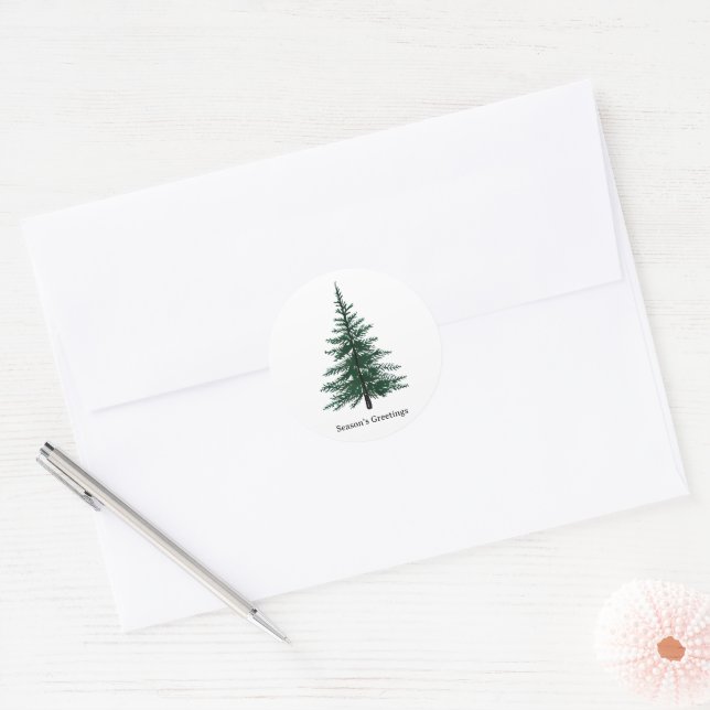 Minimalistisches Evergreen Tree Design Einfaches H Runder Aufkleber (Umschlag)
