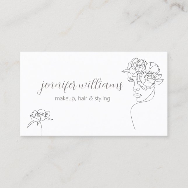 Minimalistisches Face Beauty Logo Makeust Artist Visitenkarte (Vorderseite)